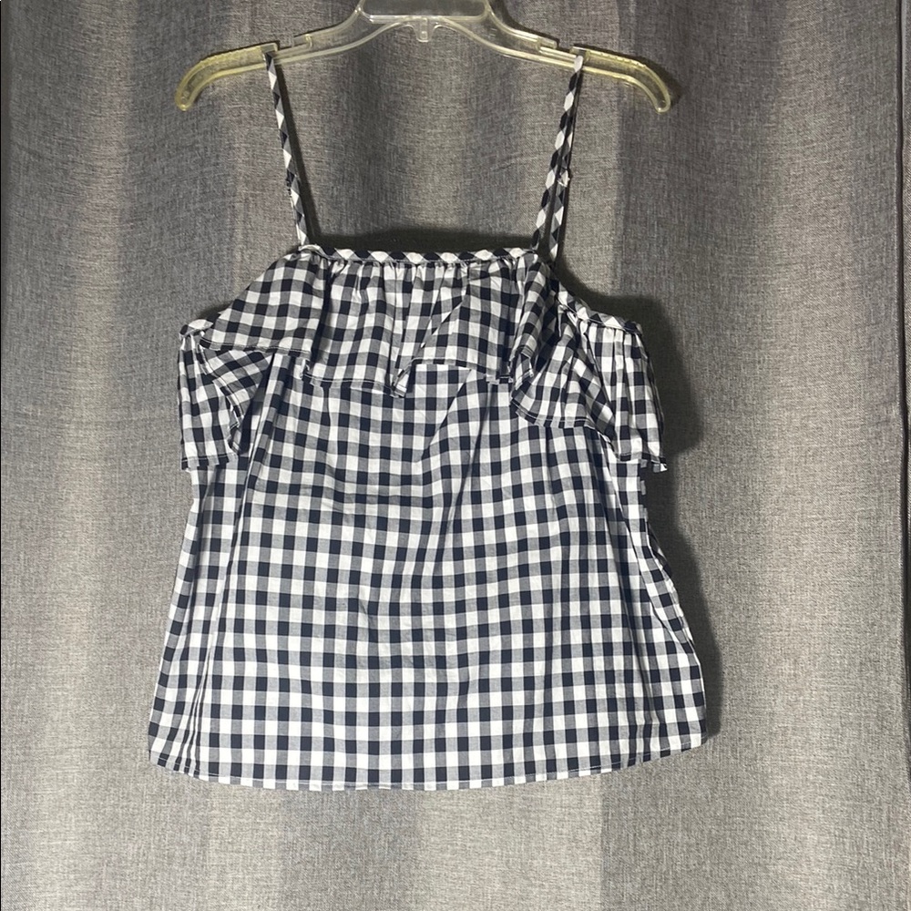 A New Day Black and White Smocked Ruffled Gingham Camisole